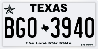 TX license plate BGO3940