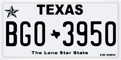 TX license plate BGO3950
