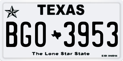 TX license plate BGO3953