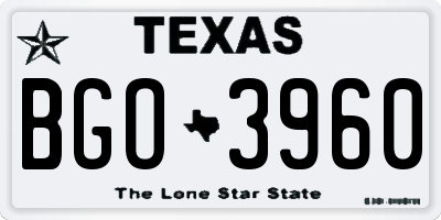 TX license plate BGO3960