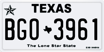 TX license plate BGO3961