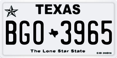 TX license plate BGO3965