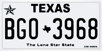 TX license plate BGO3968