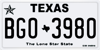 TX license plate BGO3980