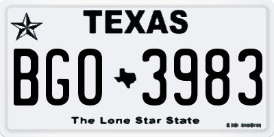 TX license plate BGO3983