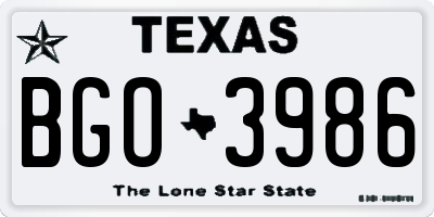 TX license plate BGO3986