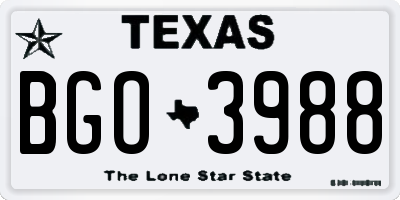 TX license plate BGO3988