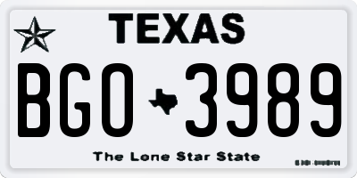 TX license plate BGO3989