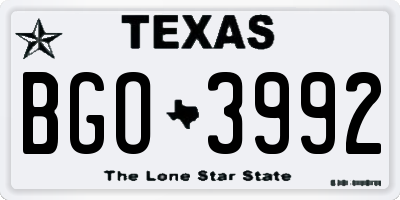 TX license plate BGO3992