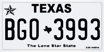 TX license plate BGO3993