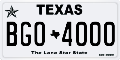 TX license plate BGO4000