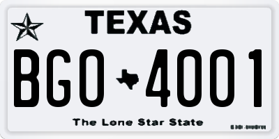 TX license plate BGO4001