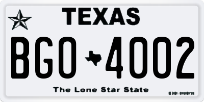 TX license plate BGO4002