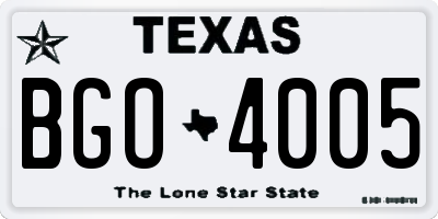 TX license plate BGO4005