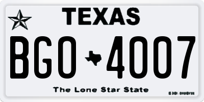TX license plate BGO4007