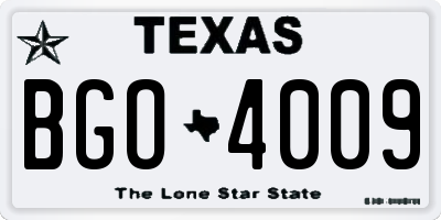 TX license plate BGO4009