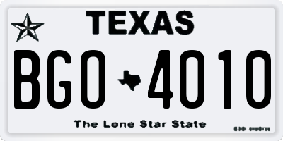 TX license plate BGO4010