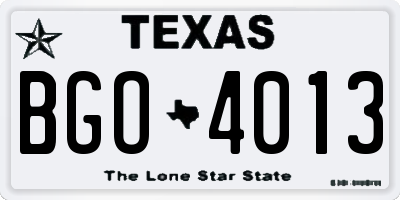 TX license plate BGO4013