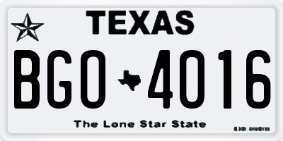 TX license plate BGO4016