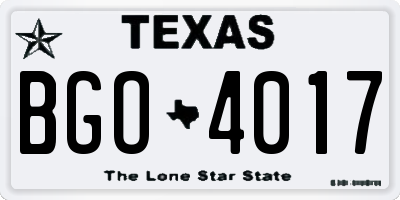 TX license plate BGO4017