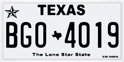 TX license plate BGO4019