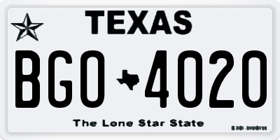 TX license plate BGO4020