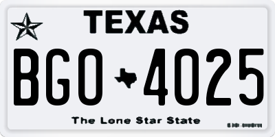 TX license plate BGO4025