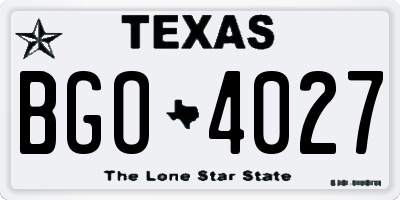 TX license plate BGO4027