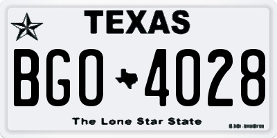 TX license plate BGO4028