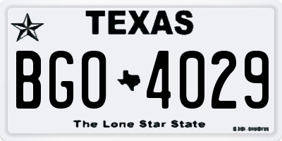 TX license plate BGO4029