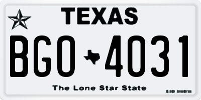 TX license plate BGO4031