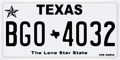 TX license plate BGO4032