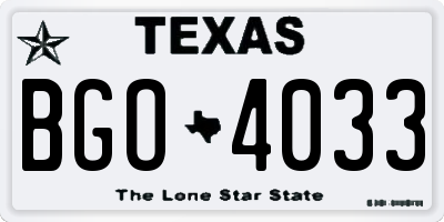 TX license plate BGO4033