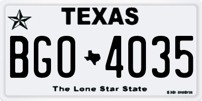 TX license plate BGO4035