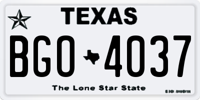 TX license plate BGO4037