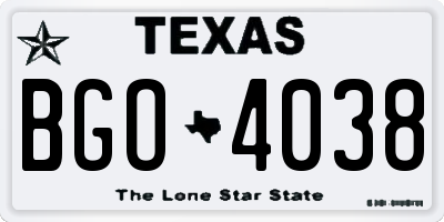 TX license plate BGO4038