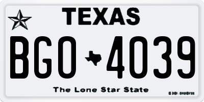 TX license plate BGO4039
