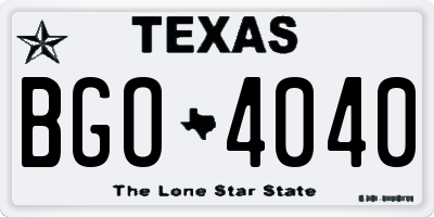 TX license plate BGO4040