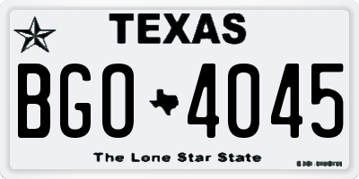 TX license plate BGO4045