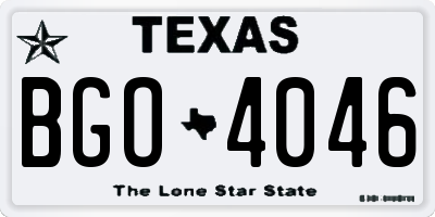 TX license plate BGO4046