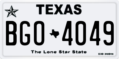 TX license plate BGO4049