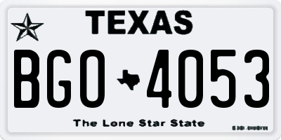 TX license plate BGO4053