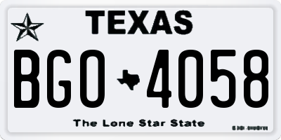 TX license plate BGO4058