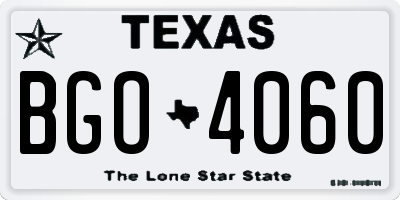 TX license plate BGO4060