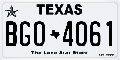 TX license plate BGO4061