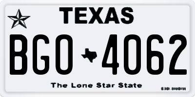 TX license plate BGO4062