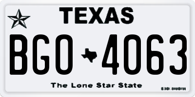 TX license plate BGO4063