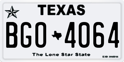 TX license plate BGO4064