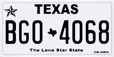 TX license plate BGO4068