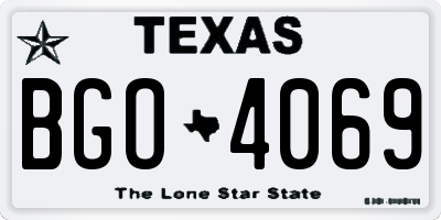 TX license plate BGO4069